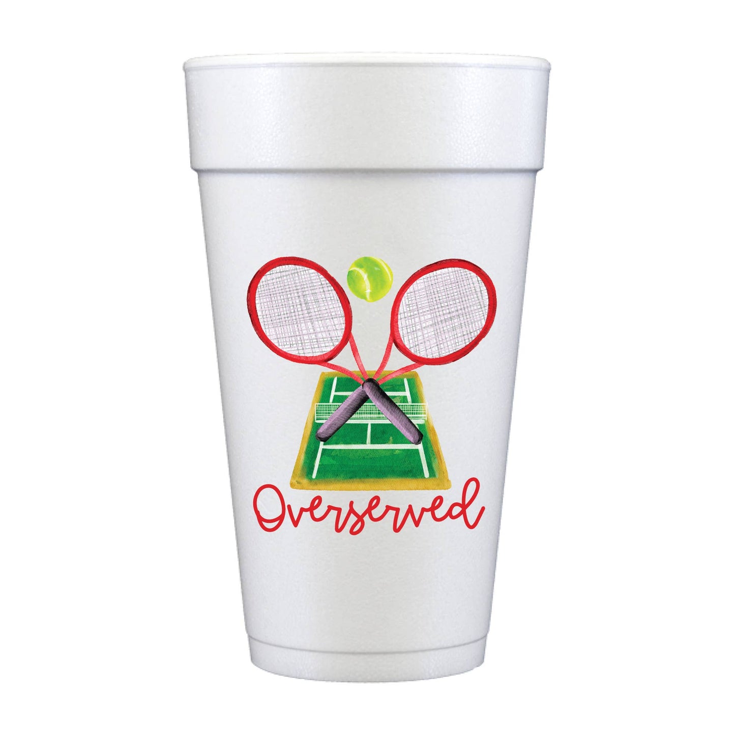 Overserved Full Color Foam Cups - Tennis