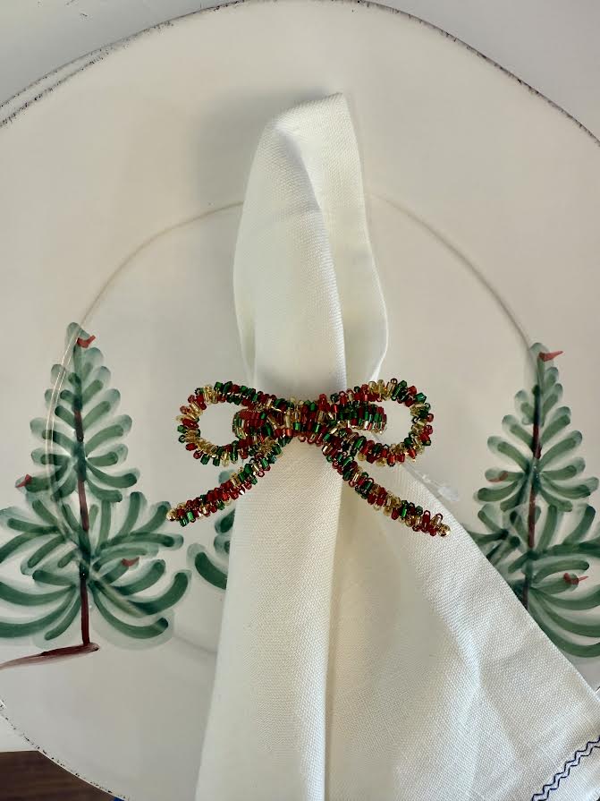 Christmas Bow Napkin Rings - Set/4