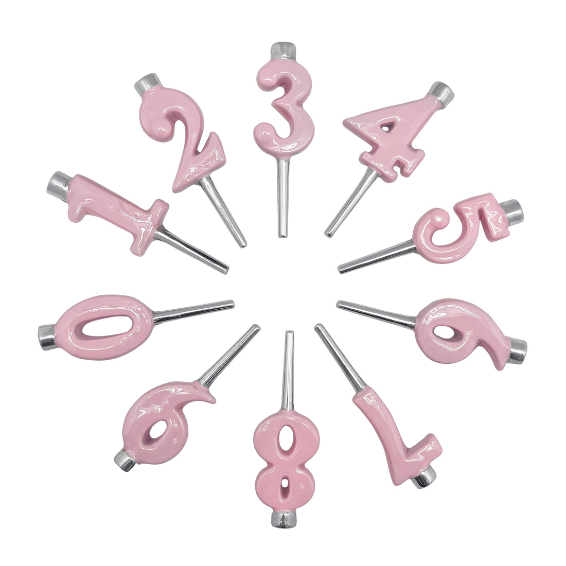 Pink Candle Holder Number Set