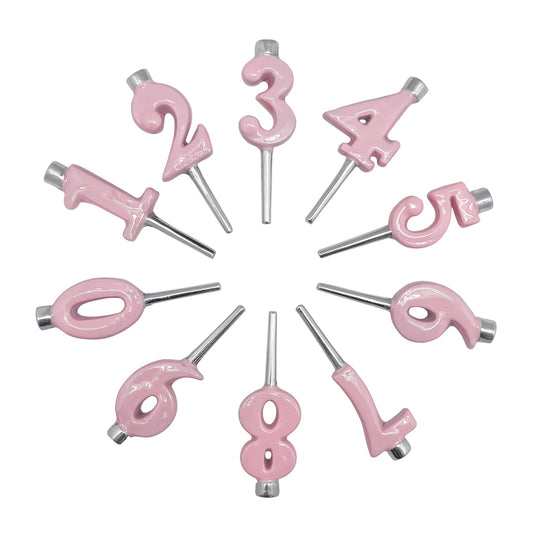 Pink Candle Holder Number Set