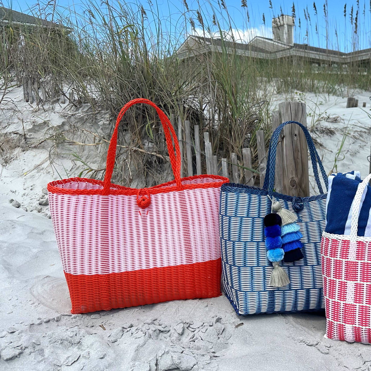 Medium Tote - Tangerine + Baby Pink