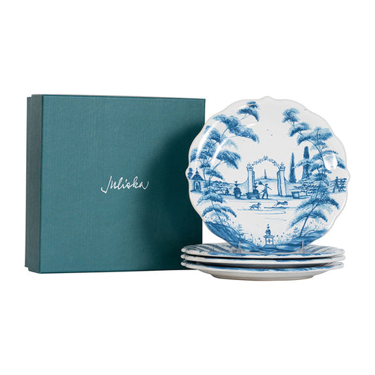 Country Estate Party Plate Assorted Set/4 - Delft Blue