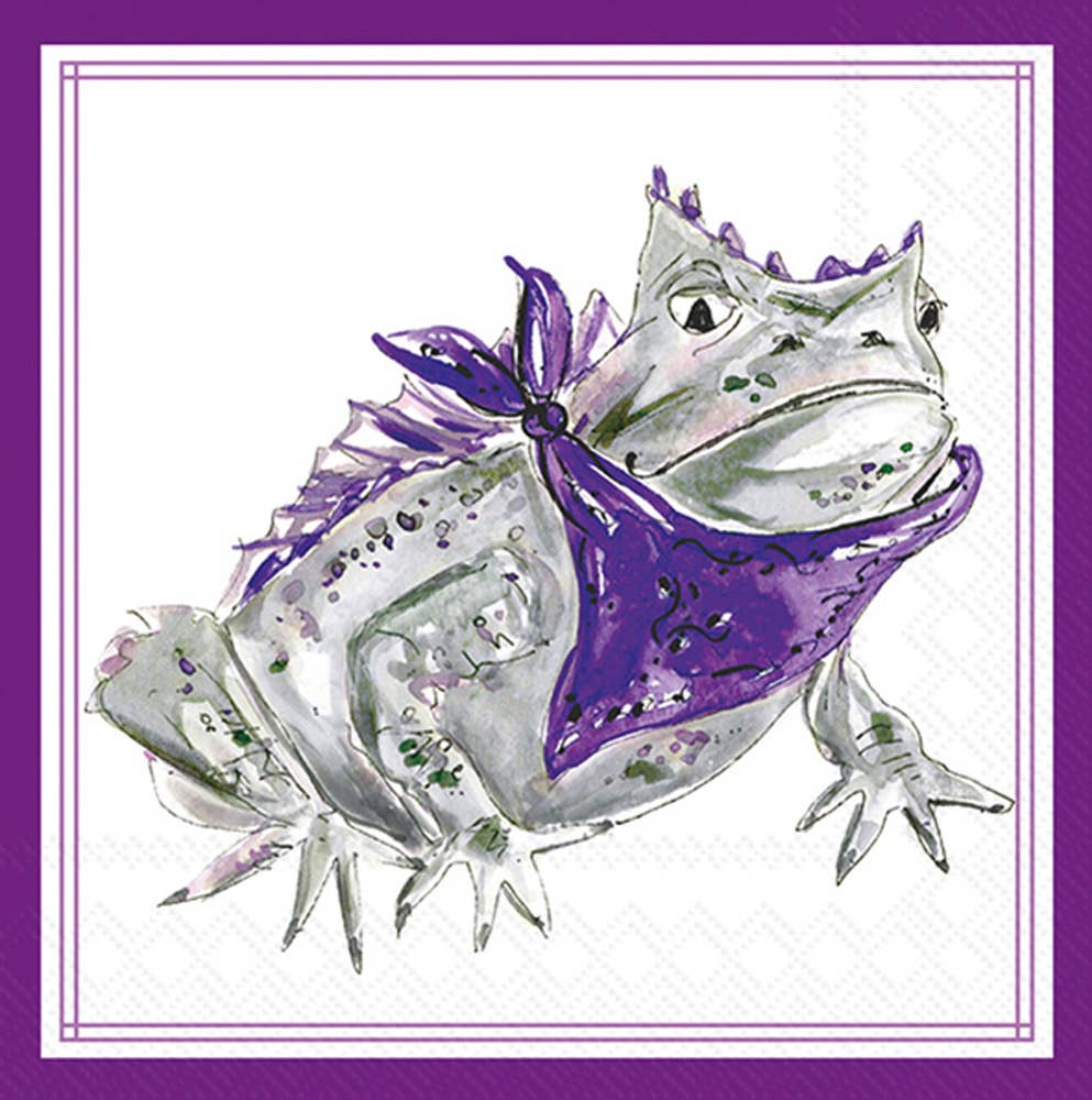 Paper Cocktail Napkins Purple Horned Frog Hometown Pride