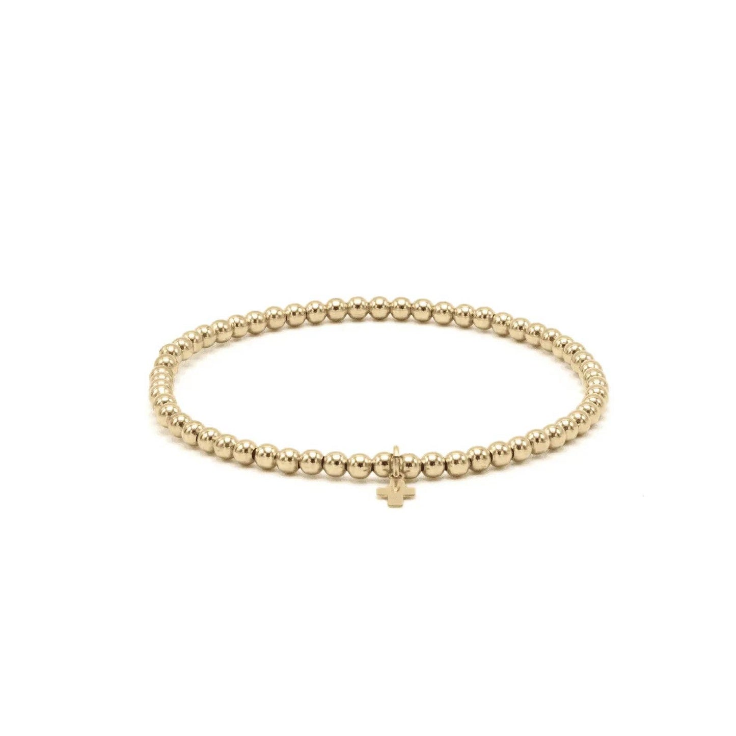 3mm Gold Filled Karma Waterproof Bracelet with Luxe Cross - 6.5"