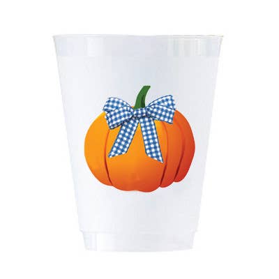 Pumpkin with Gingham Bow Shatterproof Cups