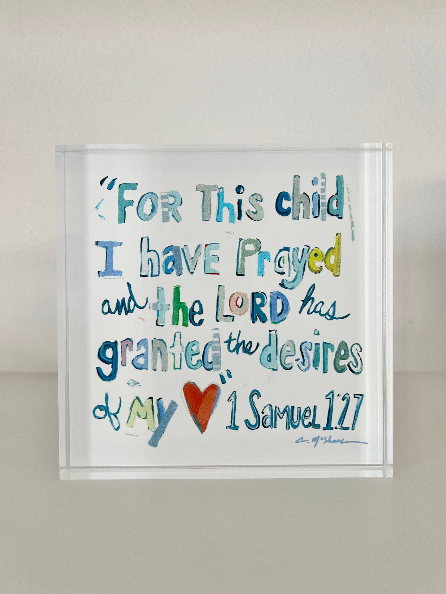 "1 Samuel 1:27 Verse" Acrylic Block : More Blues