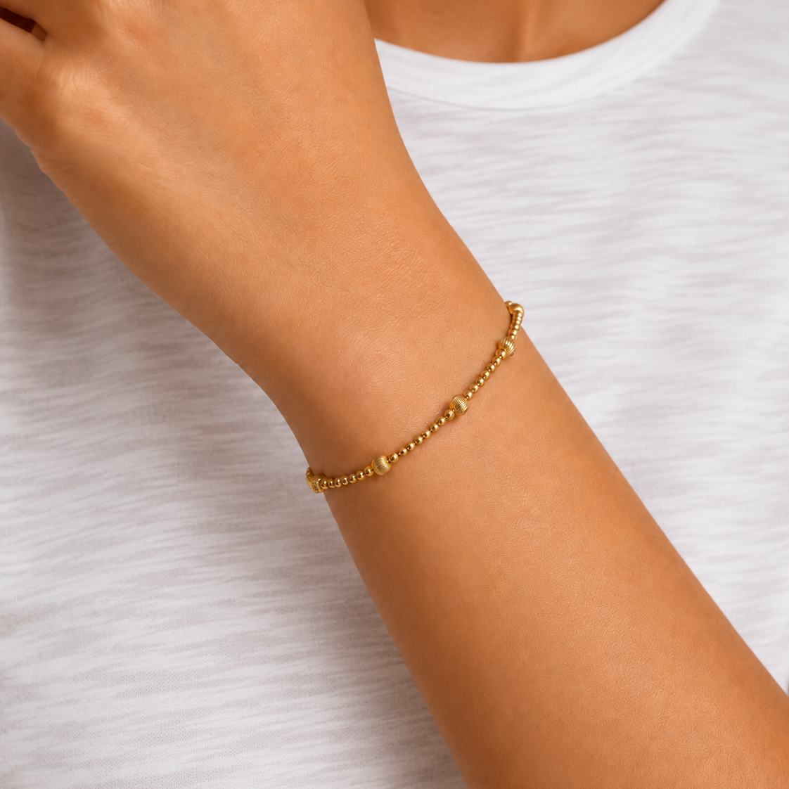 Sedona 7 Corrugated and Beaded Stretch Bracelet