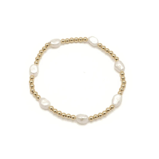 Baroque Patterned Pearl Bracelet in 14k Gold-Filled - 6.5"