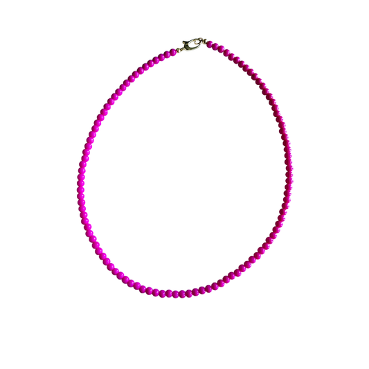 Dainty Gumball Gemstone Necklace : Hot Pink