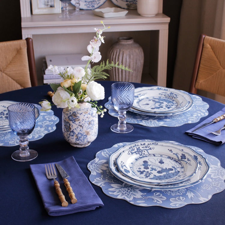 VIDA Faenza 11" Dinner Plate Set/4 - Blue & White