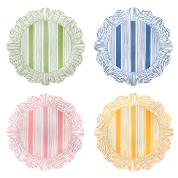 Cabana Stripe Melamine Dessert/Salad Plate Assorted Set/4 - Multi