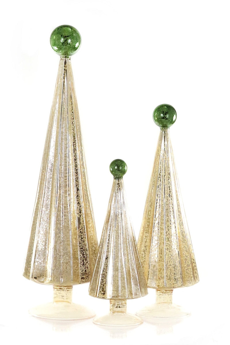 Gold/Green Pleated Tree - Set/3