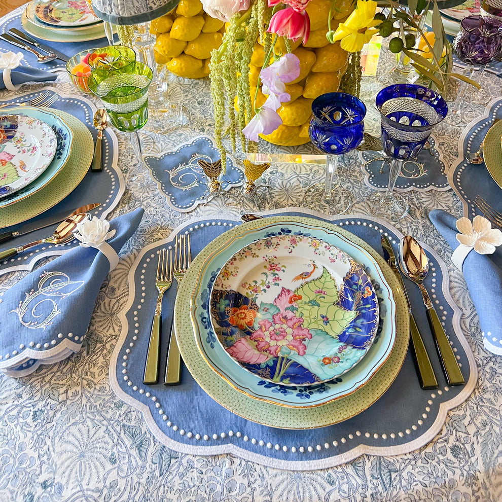 Wide Border Dots Placemat - Blue