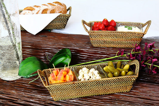 Rectangular Server, 2 Glass Dishes