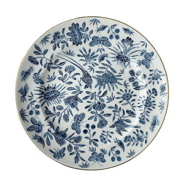 Sacred Bird & Butterfly Dessert Plate - Blue