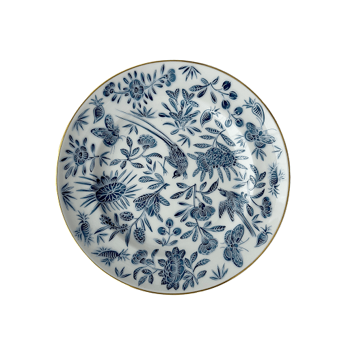 Sacred Bird & Butterfly Bread & Butter Plate - Blue