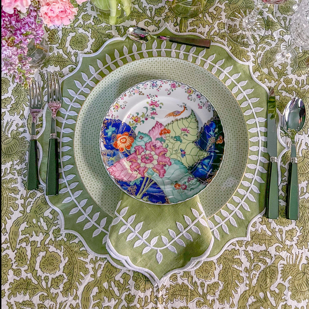 Dinner Napkin - Green Leaves