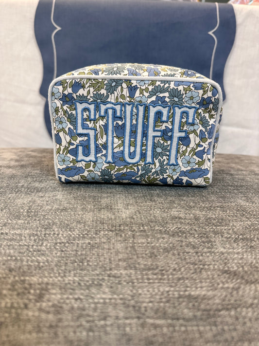 Small Milan Cosmetic Case - STUFF, Pale Blue Smooth Linen