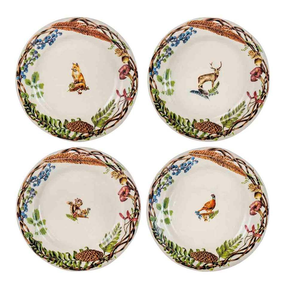 Forest Walk Cafe Au Lait Dessert/Salad Plate - Assorted Set/4