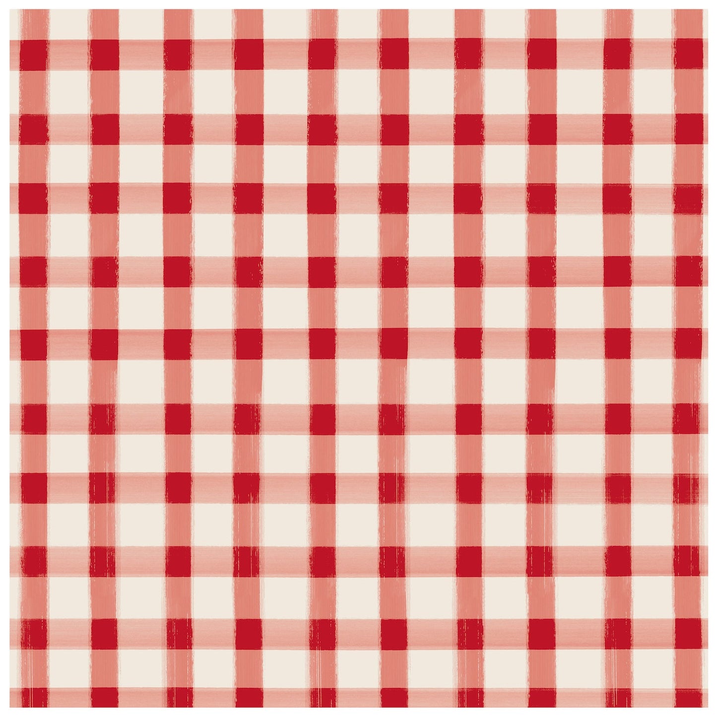 Red Painted Check Cocktail Napkin