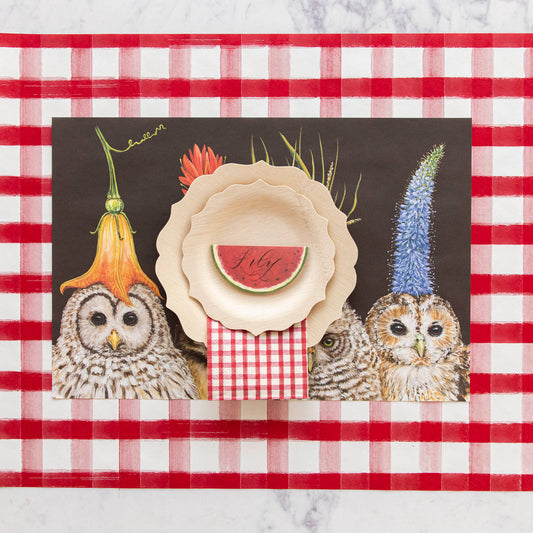 Red Painted Check Guest Napkin