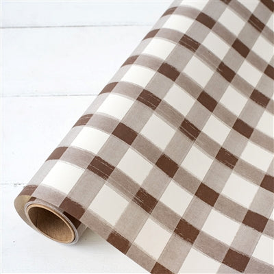 Brown Painted Check Runner
