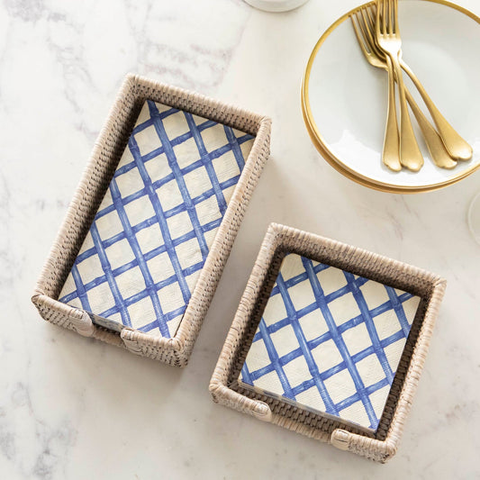 Blue Lattice Cocktail Napkin