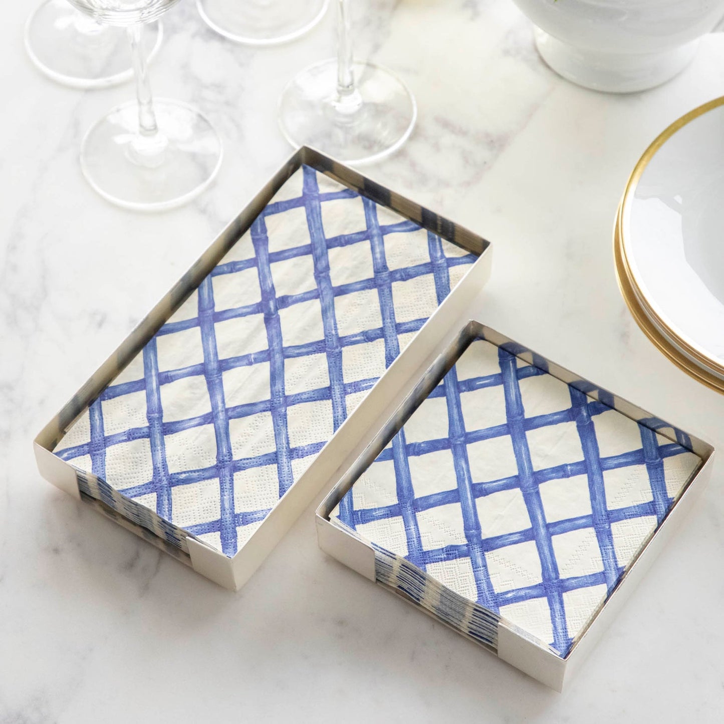 Blue Lattice Guest Napkin