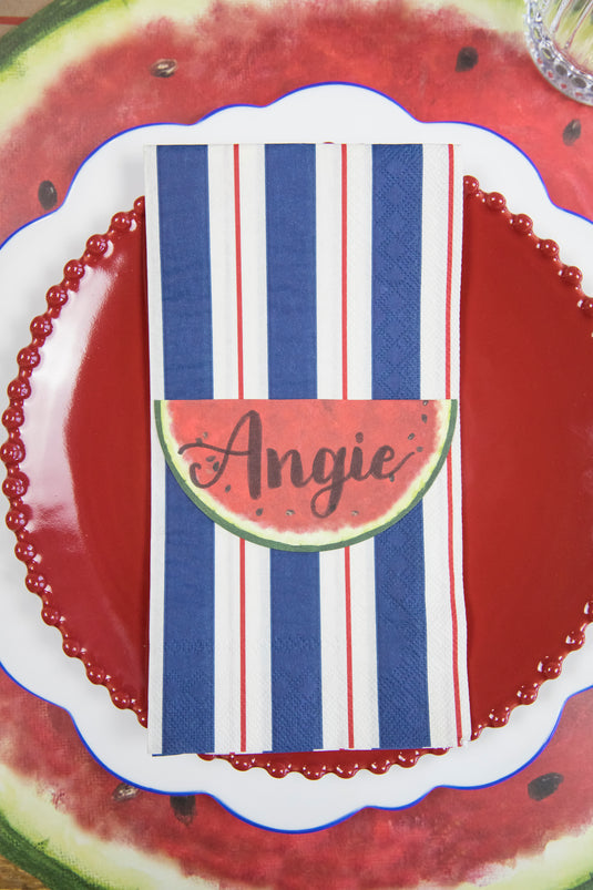 Navy & Red Awning Stipe Guest Napkins