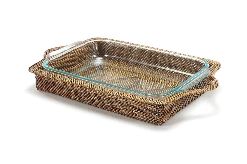 Rectangular Casserole Basket w/ Pyrex Baker, 3 Qt