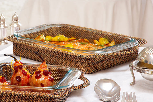 Rectangular Casserole Basket w/ Pyrex Baker, 3 Qt