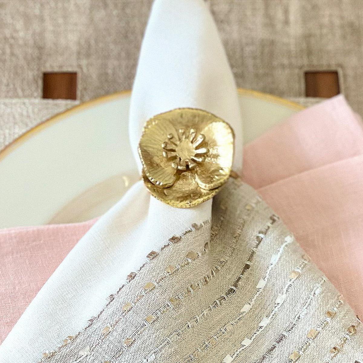 Poppy Flower Napkin Ring - Set/4