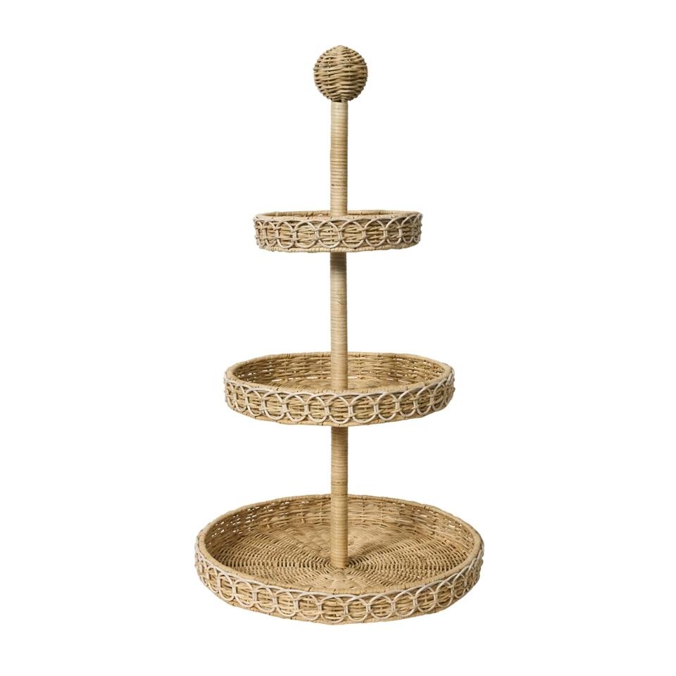 Provence Rattan 3 Tier Shelving Unit - Whitewash