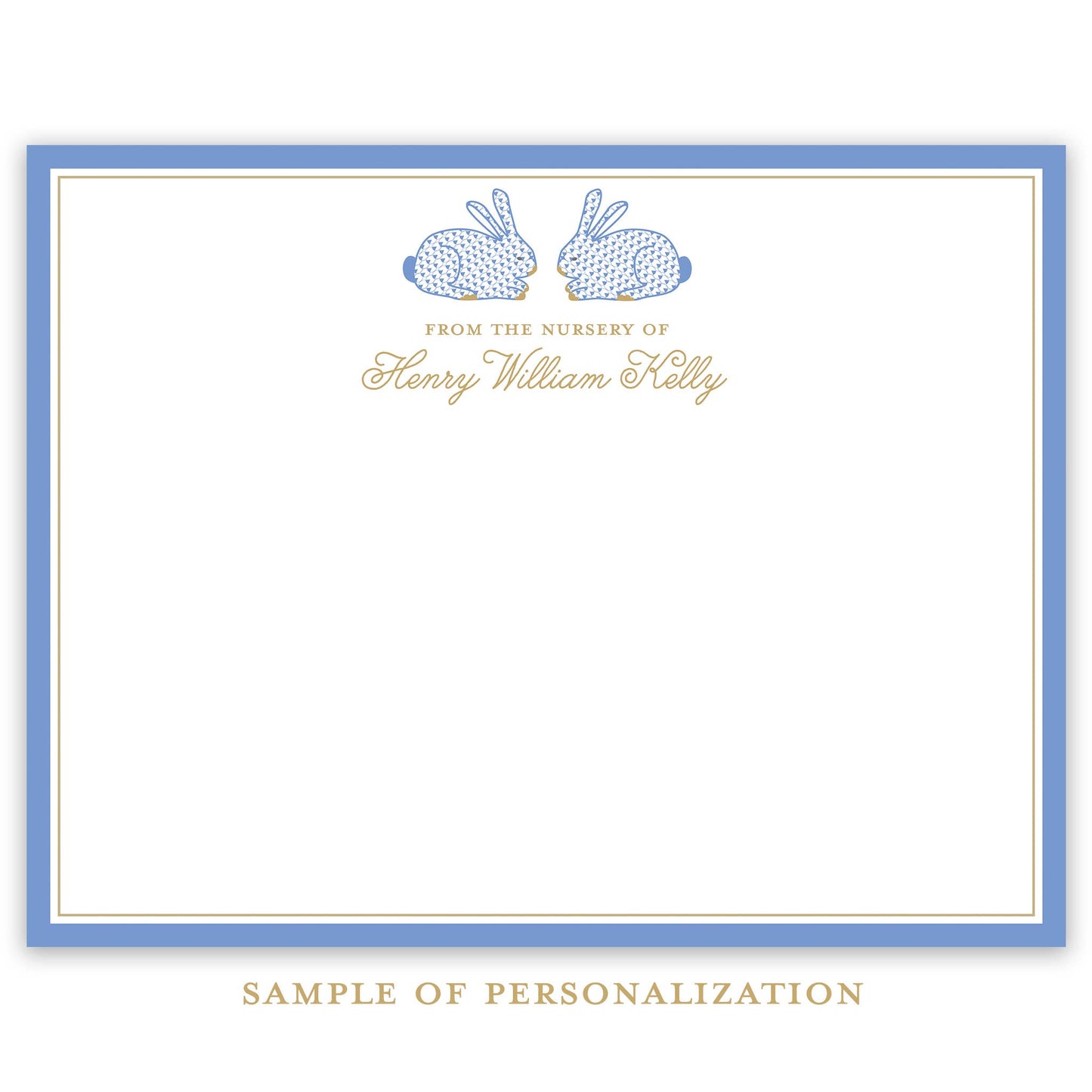 Blue Herend Bunny Stationery Set