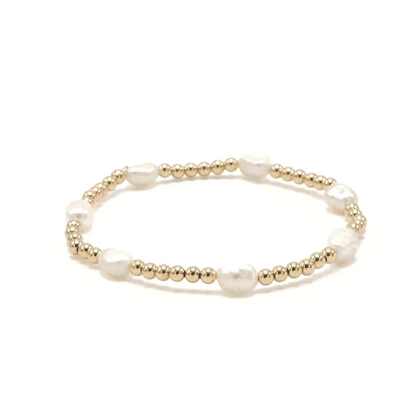 Baroque Patterned Pearl Bracelet in 14k Gold-Filled - 6.5"