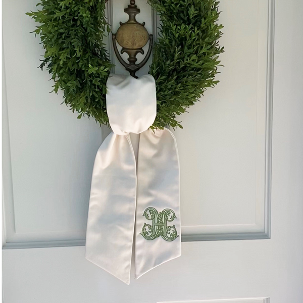 Monogram Ivory Wreath Sash - Standard