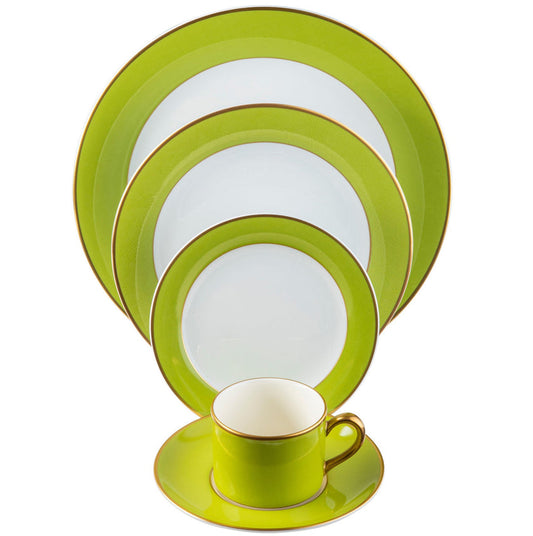 ColorSheen Monogram Apple Green Gold Salad Plate - Ultra White