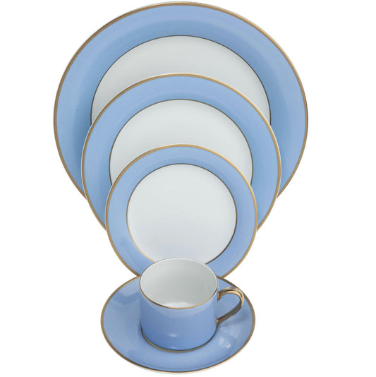 ColorSheen Monogram Light Blue Gold Salad Plate - Ultra White