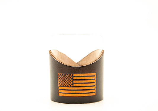 Leather Rocks Glass - American Flag