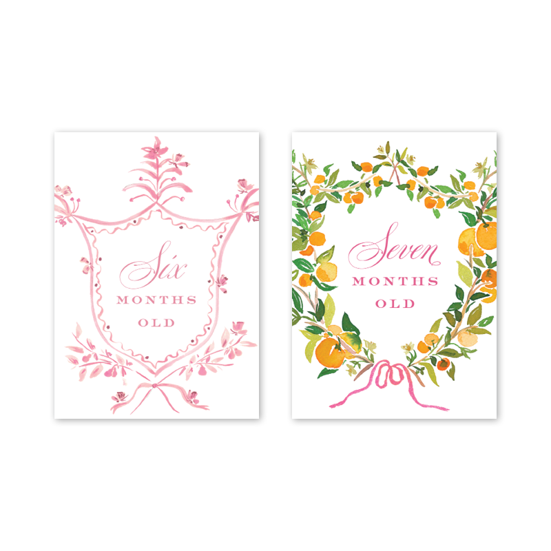 Floral Crest Milestone Cards - Set/15