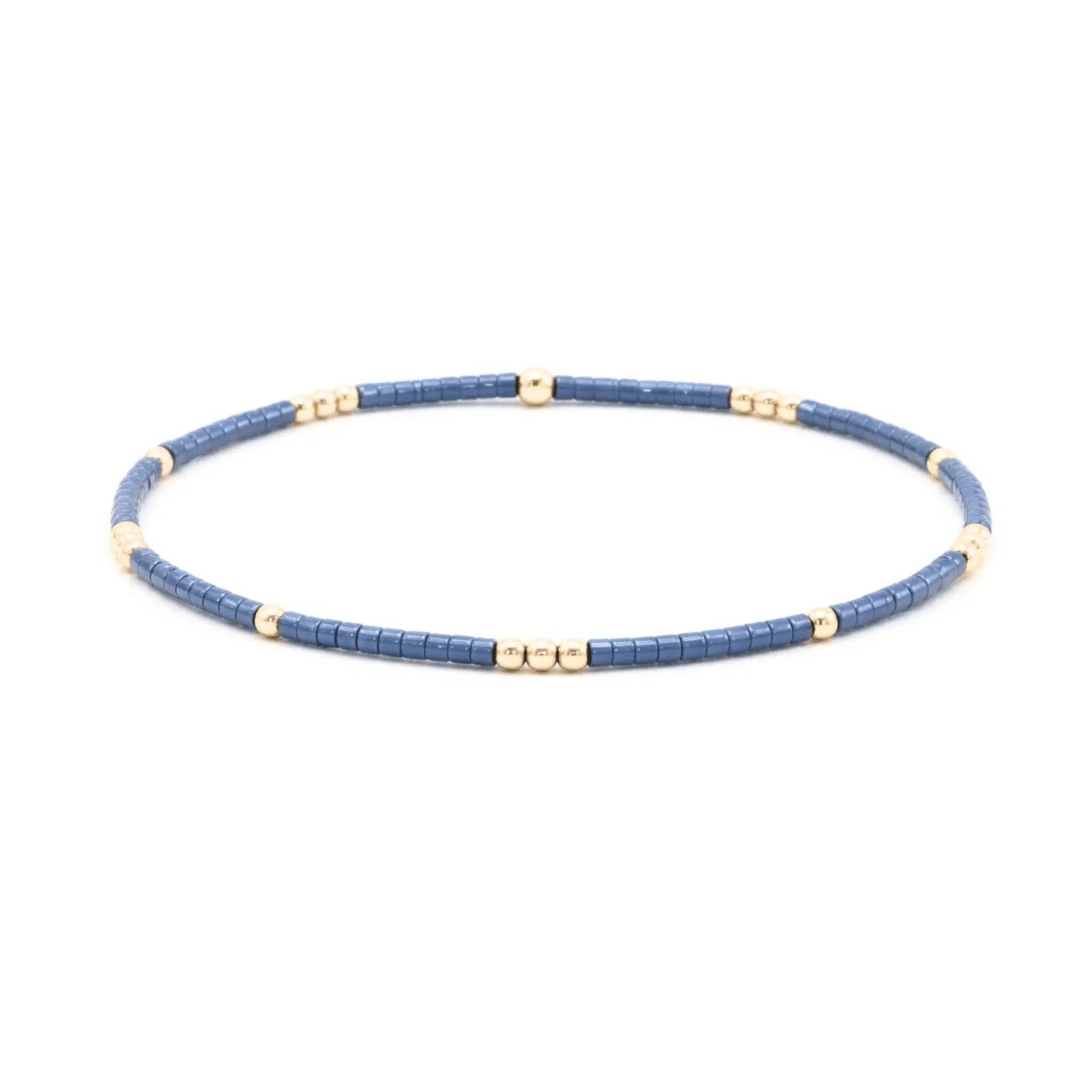 2mm Newport Steel Blue + Gold Filled Waterproof Bracelet - 6.5"