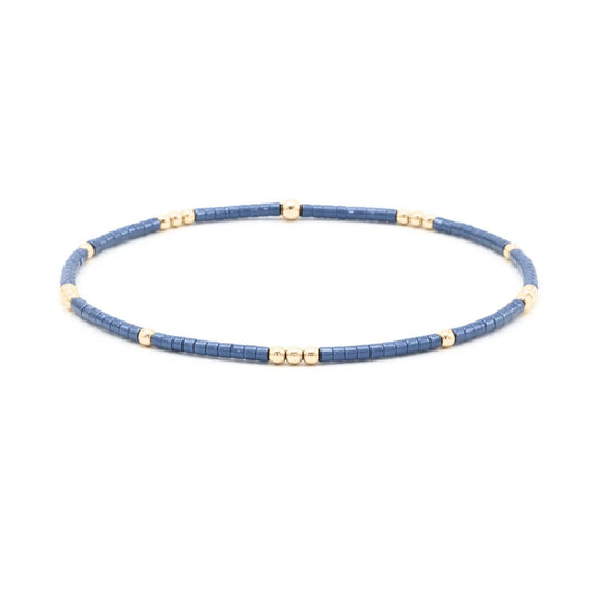 2mm Newport Steel Blue + Gold Filled Waterproof Bracelet - 6.5"