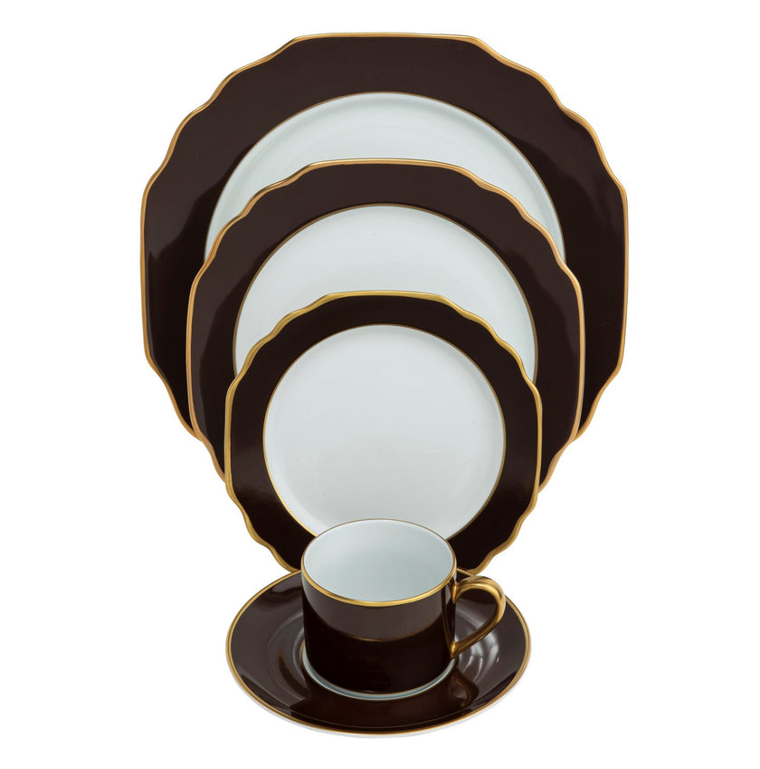 Georgian Colorsheen Chocolate - Gold Banding- Teacup - Ultra White