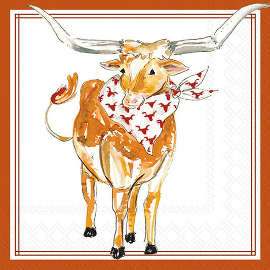 White Longhorn Hometown Pride Cocktail Napkins