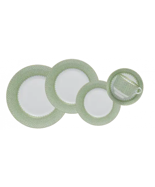 Apple Green Lace Teacup & Saucer