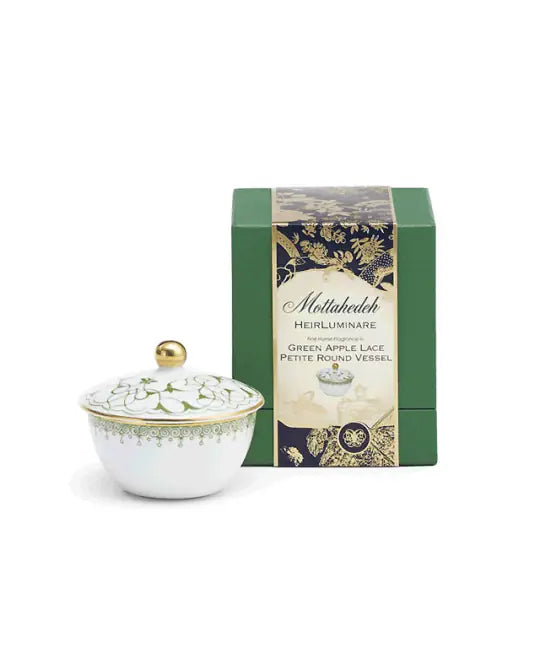 Green Apple Lace Petite Round Box Candle
