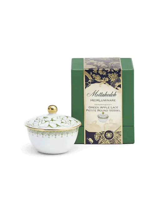 Green Apple Lace Petite Round Box Candle