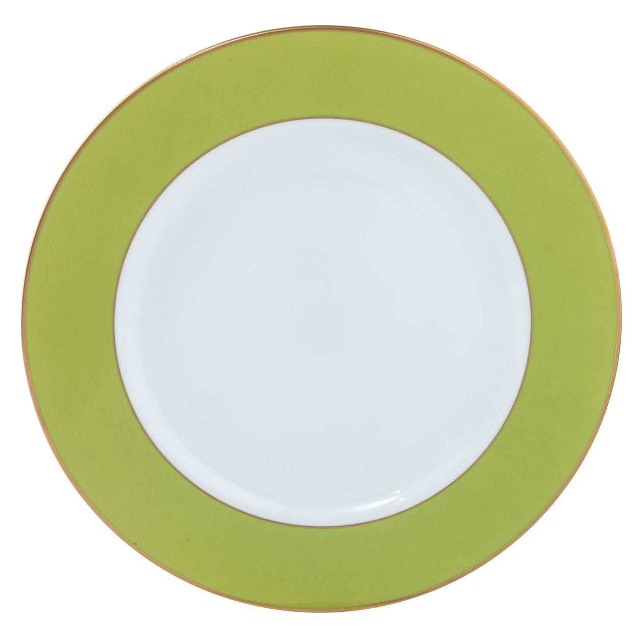 ColorSheen Apple Green Gold Dinner Plate - Ultra White (No Monogram)