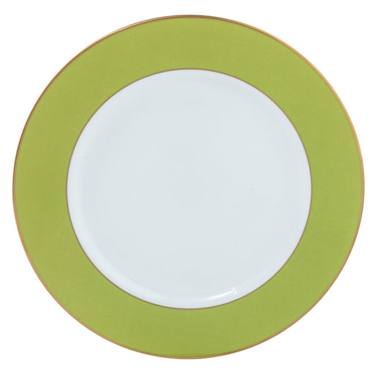 ColorSheen Apple Green Gold Dinner Plate - Ultra White (No Monogram)