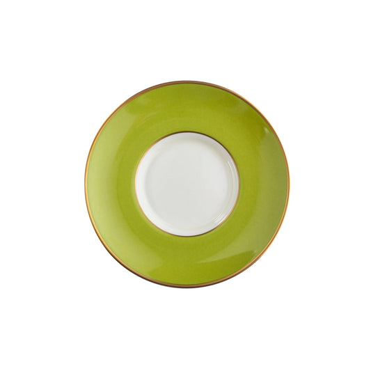 ColorSheen Apple Green Gold Teacup Saucer - Ultra White (No Monogram)